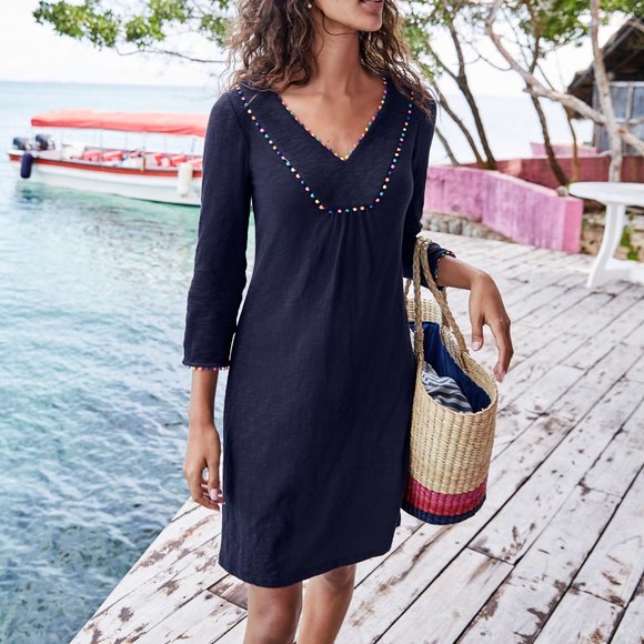Boden Dresses & Skirts - Boden Charlie Pom Jersey Navy Tunic Dress